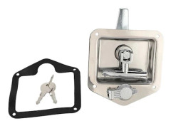 Stainless Steel Foldable T-Handle Lock with 2 Keys and Gasket for Truck Trailer, Toolbox, Electrical Cabinet, Silver 12.5 cm