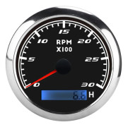 85 mm Pointer Tachometer RPM Tachometer IP67 Stainless Steel Universal for Car Boat Marine Black