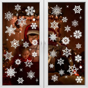 2 Christmas Stickers, PVC Christmas Window Stickers with Snowflakes