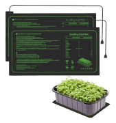 Växtvärmematta 25×52 cm, Vattentät Isolerad Matta, 20W Fröplantvärmematta, Växtvärme för Hydroponisk Odling, Energisnål 2PCS