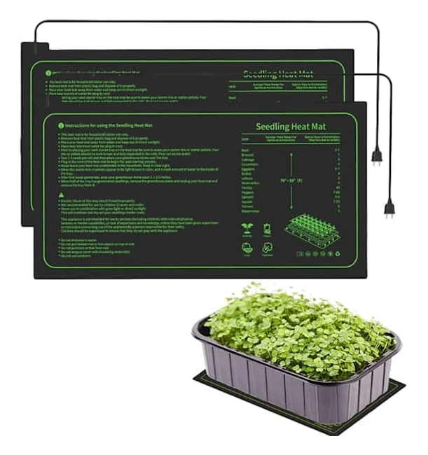 Växtvärmematta 25×52 cm, Vattentät Isolerad Matta, 20W Fröplantvärmematta, Växtvärme för Hydroponisk Odling, Energisnål 2PCS
