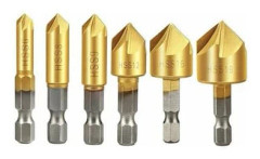 6 pcs Woodworking Milling Cutter HSS 90° Countersink Carbide Chamfer Cutter 6mm 8mm 9mm 12mm 16mm 19mm