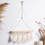 Wall-mounted shelf, hand-woven plant pot shelf, hanging storage shelf, tassel shelf, bedroom balcony decoration