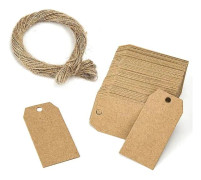 100 st Bruna Kraftpapper Etiketter Med Hål För Bröllops- eller Festdekoration Presentetiketter