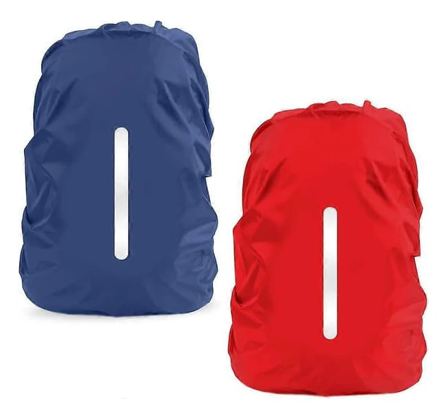 2 st Vattentätt regnskydd för ryggsäck, reflekterande regntätt skydd mot damm och stöld M 26L-40L Marinblå och röd Navyblue and red