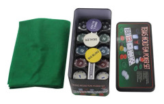 200-delars poker- och blackjack-chipset med matta, dealer-knapp och plåtfodral, 40 x 3 mm 40*3mm