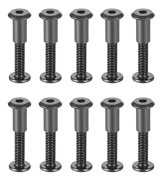 10-pack M6 x 35 mm Fästbultar med Matchande Muttrar Hylsmutter med Sexkantigt Hål Runt Huvud i Svart Kolstål Lämplig för Läderväska eller Bälte,-