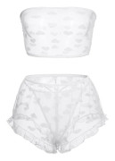 Lingerie Set - Lingerie - Transparent - Heart Pattern - White - Size M