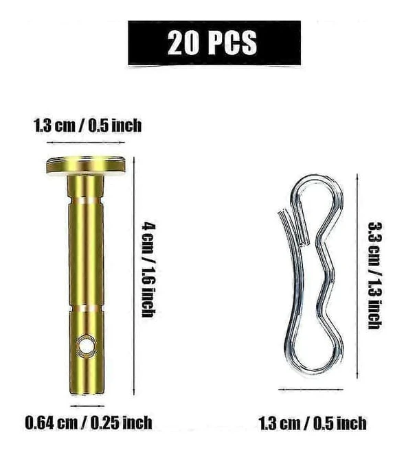 20 uppsättningar snöslunga saxpinnar och sprintar, 20 st 738-04124 och 20 st 714-04040 saxpinneersättning för MTD Cub Cadet Troy-bilt snöslungor-FA-