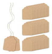 500 st Prislappar med Snöre Fäst Brun Kraftpapper Presentpåse Taggar Märkning Strung Tagg, 1,4 tum X 1,8 tum - Perfekt