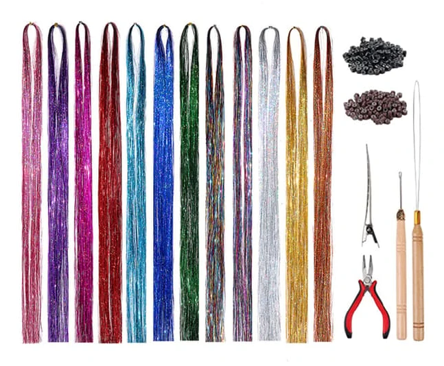 120cm Hair Tinsel with Glitter Thread, Fairy Hair Wire Kit, Hair Tinsel