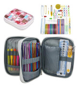 Virknålsset, 85 delar virkningsverktyg, ergonomisk stickning