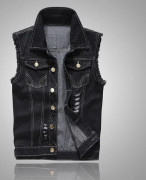 Retro Casual ärmlös jeansväst för män L