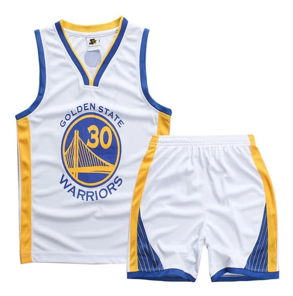 Stephen Curry #30 Basketbollströja Set Warriors Uniform för Barn och Ungdom Vit - Perfekt Vit