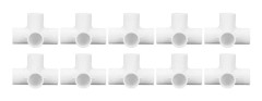 10 st 4-vägs PVC-koppling armbågsrörskontakt 25 mm utloppssats för möbelanslutning vit