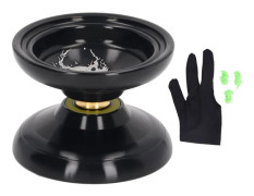 Yoyo Ball Unresponsive Aluminum Alloy Stability Advanced Yoyo with 3 Strings Glove Black