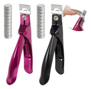 Set med 2 professionella nageltippsklippare – Giljotin nagelklippare med magnet – Rostfritt stål för akryl- och lösnaglar