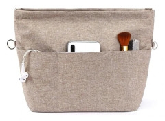 【CJY】Mode【CJY】Handbag Organizer, Bag Insert with Multiple Compartments and Zippers, Sturdy Bag Insert with Keychain. Light Brown, S S S