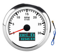 Waterproof Pointer Tachometer 3 in 1 Multifunctional for Car Modification, Boats, White Plate