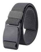 Stretchbälte för män Osynligt Casual Web Belt Snabbspänne Platt Plastspänne Dark Gray