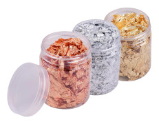 5g Per Färg Imitation Guld Folie Flakes 3 Flaskor Metalliska Folie Flakes för Harts Smyckestillverkning