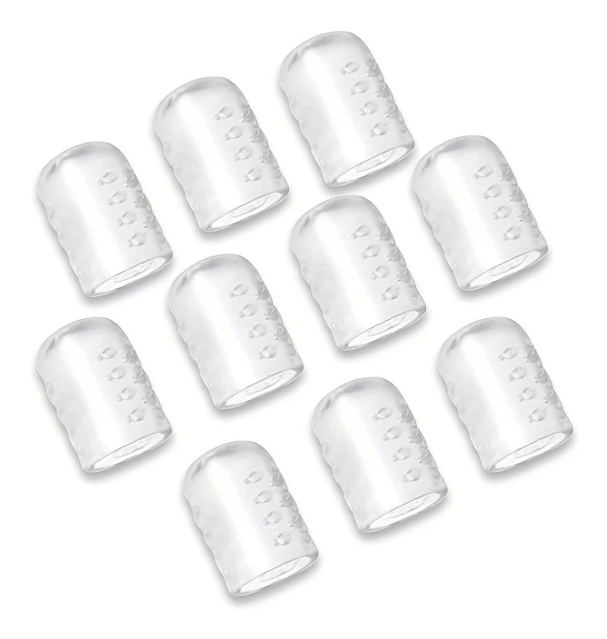 10-pack tåskydd, fingerkydd, nötningståliga, svettresistenta, vattentäta, genomskinliga skydd, ingen elektricitet eller batterier krävs