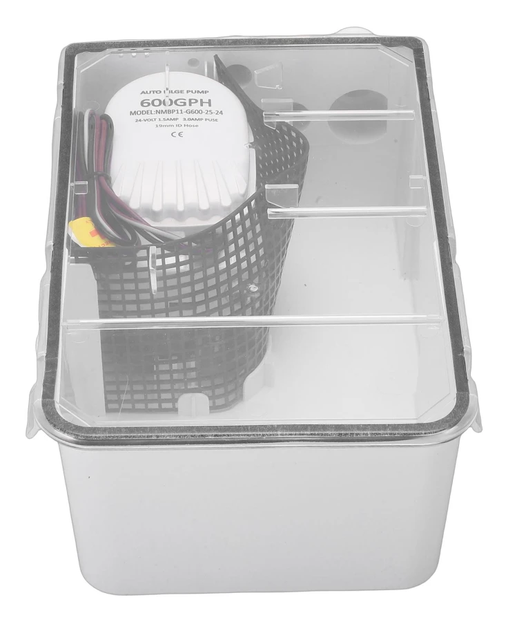Duschsump Pumpbox 600GPH Flera Insug Design Marin Duschsump Pump Dräneringssystem för Husbilar Båtar