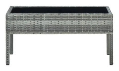 Trädgårdsbord utebord - Flätad konstrotting - Härdat glas - Pulverlackerad stålram - Vädertåligt - 75x40x37 cm - Svart