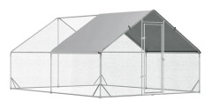 Hönsgård för trädgård - Utomhus hönshus - Galvaniserad stålram - Vattentätt överdrag - Sexkantigt nät - 3x4x2 m - Silver