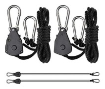 Rope Hanger with Hooks for Lamp or Plants, Adjustable Rope Hanger (1 Pair)