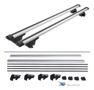 Universell takräcke - Aluminium lastbågar 118 cm - 90 kg lastkapacitet - Justerbara tvärstag med lås - För SUV & sedan - Silver