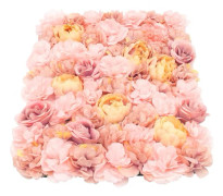 Blomvägg dekoration - 6 paneler konstgjorda sidenblommor - dahlia ros pion mix - 60x40 cm per panel - vattentät och färgbeständig - bröllopsbakgrund rosa
