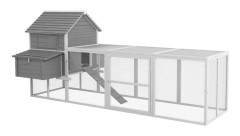Trädgårdshönshus - Utomhus kycklingbur - Modell T1005-01-02890 - 310,5x149,5x149 cm - Rostfritt stål - Hus, ramp, gård - Vattentätt tak - Grå