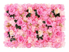 Blomväggspaneler - Konstgjorda silkesblommor - 12-pack 60x40 cm paneler - Dahlia och ros - Bröllopsbakgrund fest hem inomhus - Rosa