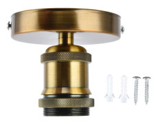 E26 E27 Vintage Pendellampa Hållare Taklampa Sockel Metall Vägglampa Fäste för Hem 100-240V (Guld Patina)