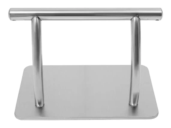 Fotstöd för barberarstol - Fotpall under skrivbord - Rostfritt stål och gjutjärn - Ca 30 x 18 cm - För salong och kontor - Silver