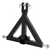 Traktordrag - 3-punkts triangel dragstång - 5 cm släpfäste - För kompakttraktor och arbetsfordon - Massivt järn - Pulverlackerad - Svart