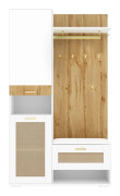 Hallgarderob set - Klädhängare med spegel - Skoskåp med förvaring - Väggmonterad hatthylla - 6 guldfärgade krokar - 110×38×190 cm - 80 kg