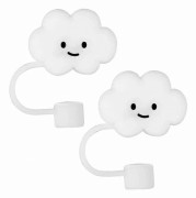 Sugrörsskydd i silikon för återanvändbara sugrör, 2-pack dammtäta molndesignade sugrörslock med mjuka spetsar