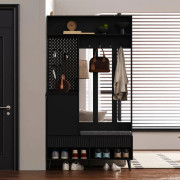 Garderobset med Skåp och Hatthylla - Hallmöbel Set - Modern MDF och Metall - Med Sittdyna - Förvaring 50 kg - Modell Cabinet C