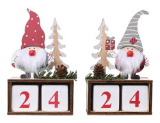 2 stycken julkalenderdekorationer i trä, tall, nedräkning