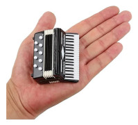 Miniature Accordion with Case Mini Instrument Replica Collectible Miniature Dollhouse Model Home Decor