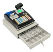 Elektronisk kassaregister M-3000U - 48 tangenter - LED-display - 36 avdelningar 10000 PLU - EU-kontakt 100–240V 10W/35W - Med kassalåda - Svart/Vit