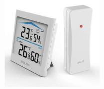 Baldr Digital LCD Väderstation Inomhus Utomhus Trend Hygrometer Termometer Trådlös Fjärrsensor White