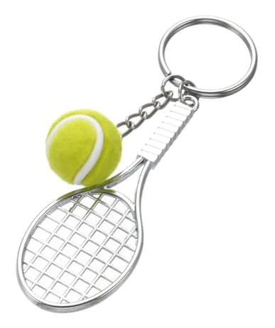 Keychain tennis racket, metal keychain creative keychain sports keychain tennis (2 pieces)