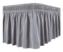 Bedskirt Silky Luxurious Wrap-Around Bedskirt Easy Fit Non-Fading Ruffles Elastic Grey Grey Grey Grey Grey S Grey S S Grey
