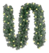 Christmas Tree Garland with LED Light String - Warm White - 2 Sizes - Christmas Decoration