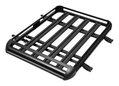 Bil takräcke lastkorg - Dubbeldäckad - 127 x 97 cm - 68 kg lastkapacitet - Aluminiumlegering - Lågt vindbrus - Säker stabil - Svart