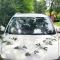 Wedding Car Flower Plate with Bow Ribbon and Plush Bear