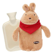 Varmvattenflaska, varmvattenflaska med mjukt plyschöverdrag, varmvattenflaska, varmvattenflaska i gummi, varmvattenflaska Brun Kanin Brown Rabbit